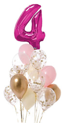 Any Number Pink and Gold Confetti Balloon Bouquet