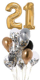 Any Two Number Silver and Gold Confetti Balloon Bouquet