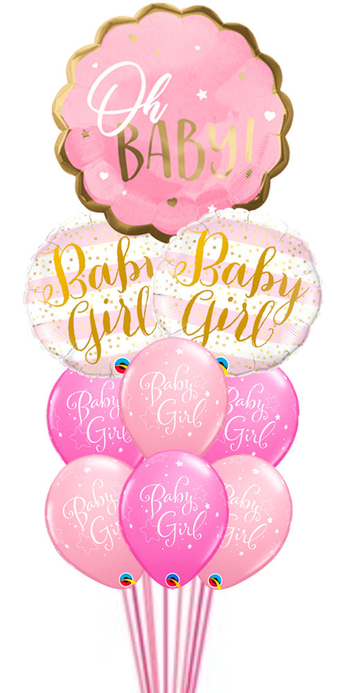 Pink Baby Girl Stripe Simply Girl Balloon Bouquet