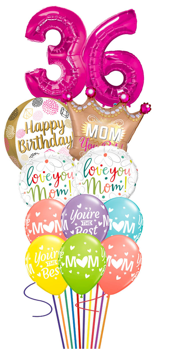 Any Two Number Mom You Rule Birthday Gemz Orbz Balloon Bouquet