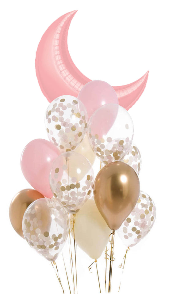 Rose Pink Cresent and Confetti's Balloons