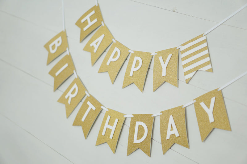 Gold or Silver Flaglet Birthday Banner