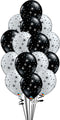 15pcs Black & Silver Sparkles Balloon Bouquet  With Weight