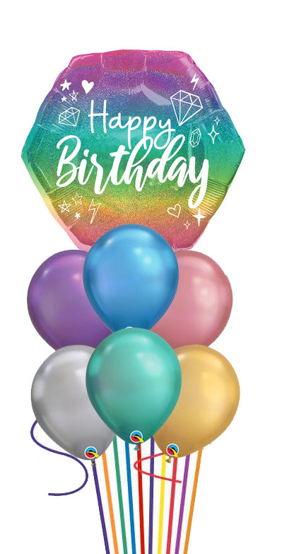 Sparkle Birthday  Chrome Balloon Bouquet