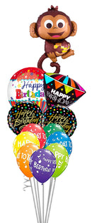 Happy Monkey HBD Orbz Confetti Party Time Balloon Bouquet Jungle Safari