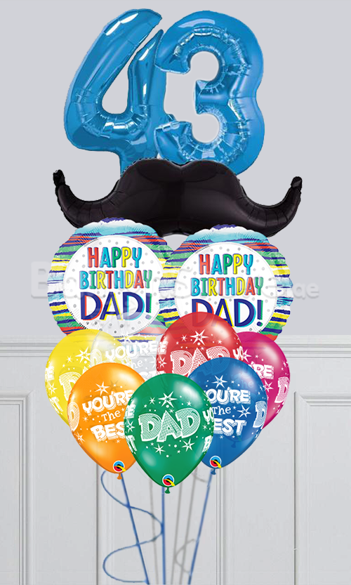 Any Number Happy Birthday Dad Mustache Balloon Bouquet