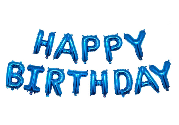 Blue Color Happy Birthday Foil Balloons Banner Air-Filled NO HELIUM / NON-FLYING