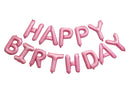 Pink Color Happy Birthday Foil Balloons Banner Air-Filled NO HELIUM / NON-FLYING