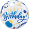 Blue & Gold Dots Bubbles Birthday Balloon.