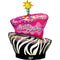 Shape Foil Birthday Funky Zebra Stripe Cake