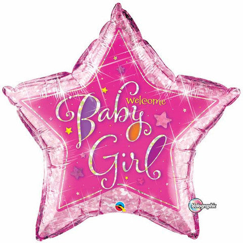 Star Foil Holographic Welcome Baby Girl Stars