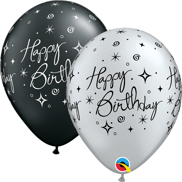 Black Birthday Elegant Sparkles & Swirls- 2pcs.