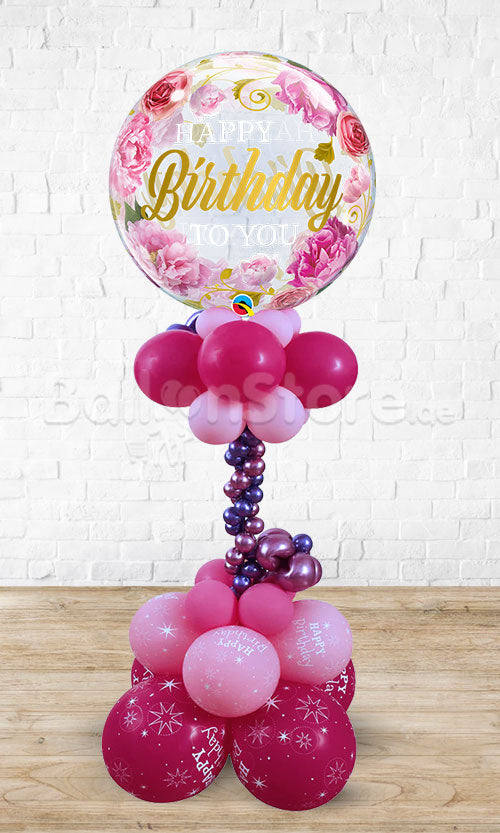 Pink Peonies Bubble Birthday Arrangement