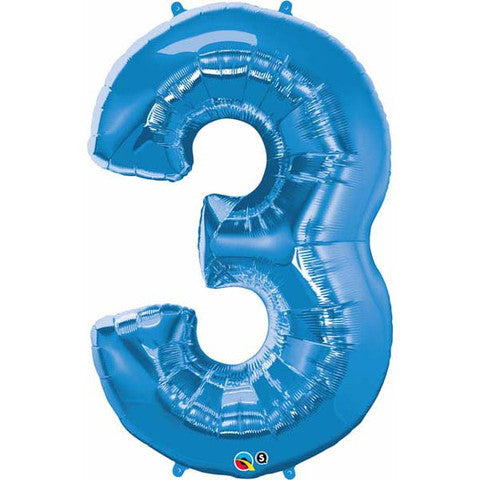 Number Three Sapphire Blue -Helium Filled