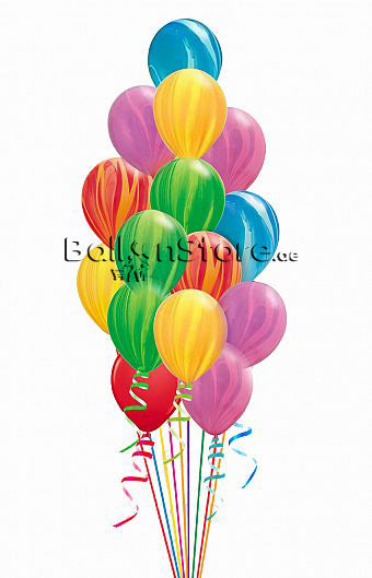 Super Agate Mix Balloon Bouquet- 15 pcs. with weight