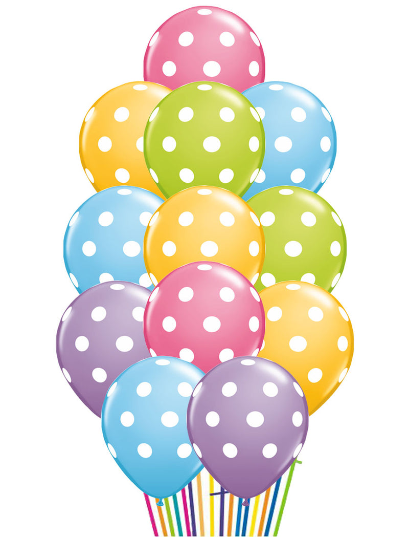 Assorted Big Polka Dot Balloon Bouquet- 15 pcs.