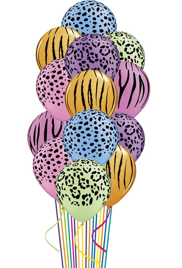 Assorted Safari Print Balloon Bouquet-15pcs