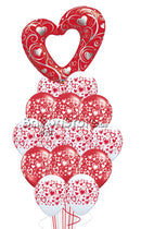Printed Heart Balloons with I Love You Heart Bouquet