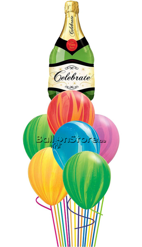 Celebrate Bubble Wine Agate Balloon Bouquet