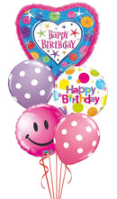 Polka Dots with “Happy birthday”fur border Bouquet