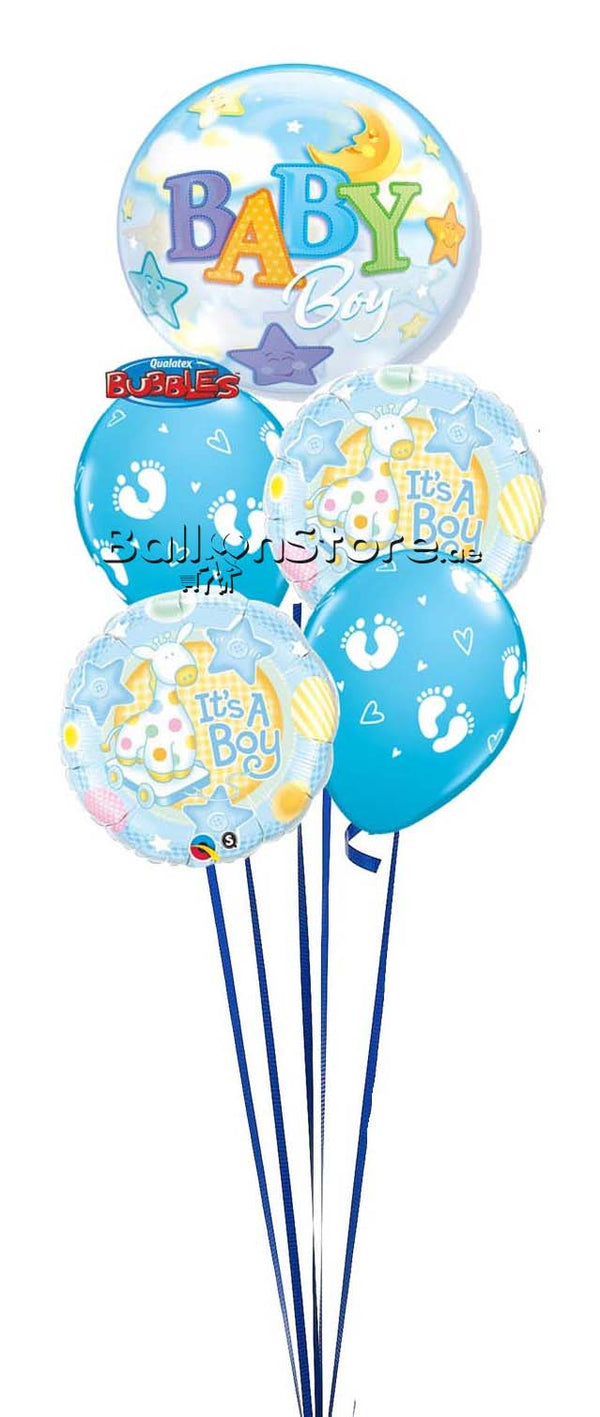 Baby Boy Stars & Moon Soft Giraffe Balloon Bouquet