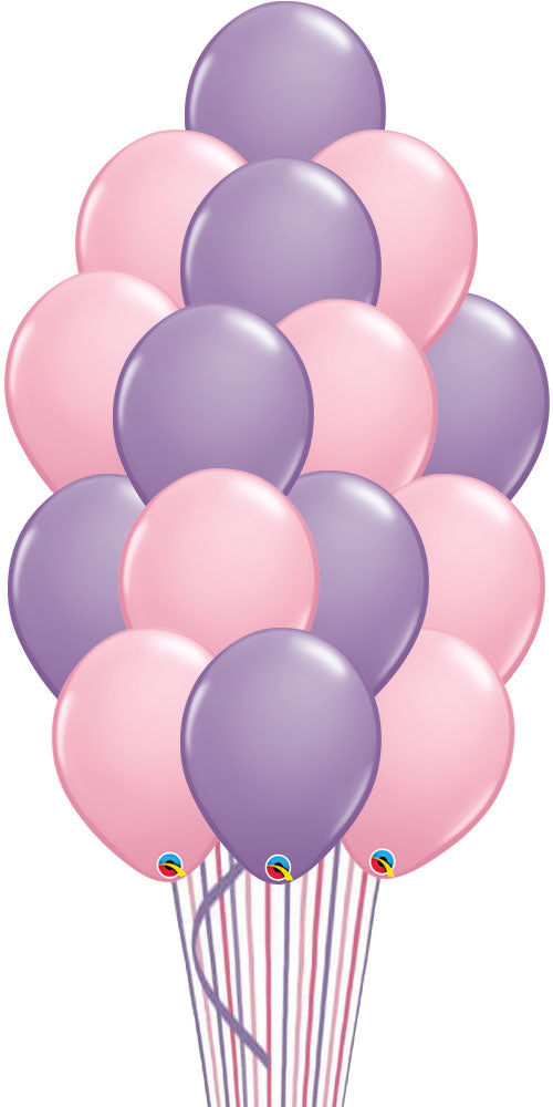 Rose Pink and lilac Balloon Bouquet- 15 pcs with Weight