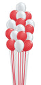 Metallic Silver & Red Balloon Bouquet - 15 pcs. with weight