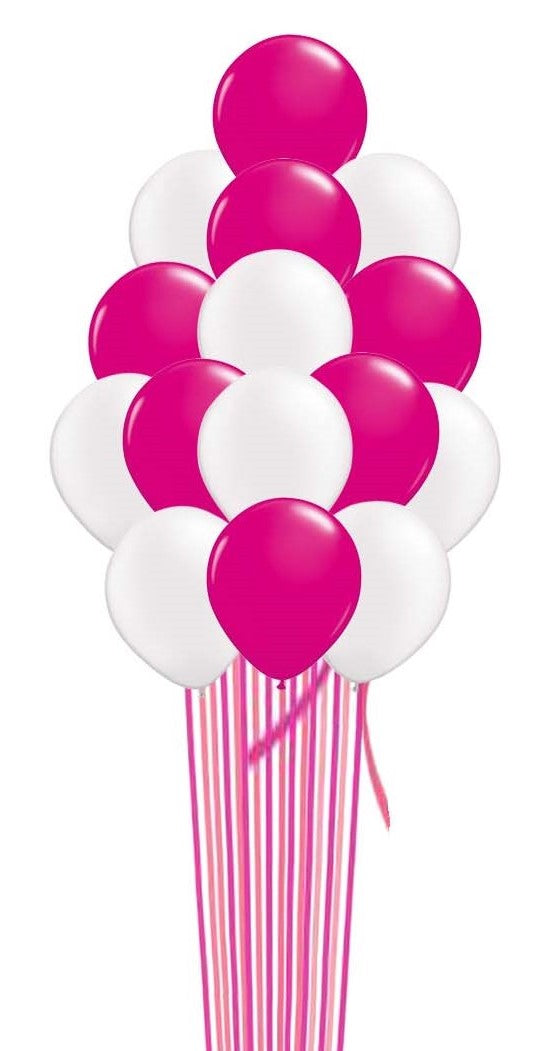 WildBerry Pink & White Balloons Bouquet -15 pcs. with weight