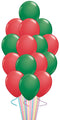Green and Red Balloon Bouquet- 15 pcs. with weight