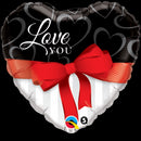 18" Heart Love You Red Ribbon