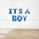 16" It's A Boy  Alphabet Foil Balloons Banner - Air-Filled - NON FLYING / NO HELIUM