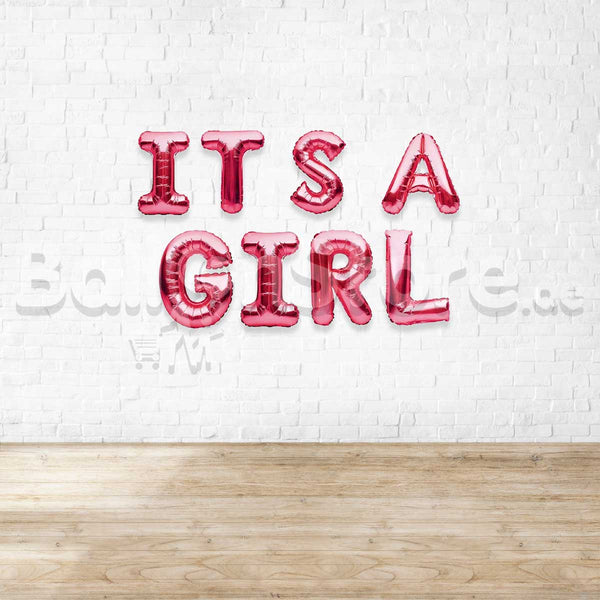 16" It's A Girl  Alphabet Foil Balloons Banner- Air-Filled - NON FLYING / NO HELIUM
