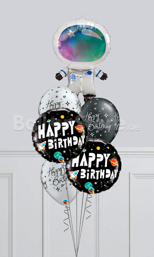 Astronaut Iridescent Birthday Sparkle Balloon Bouquet