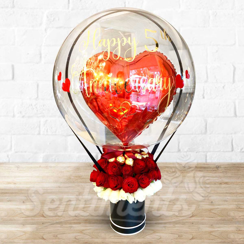 24inches Heartly Bubbles Personalized with Choco Hot Air Inspired Flower Arrangement PRE-ORDER 1DAY in advance