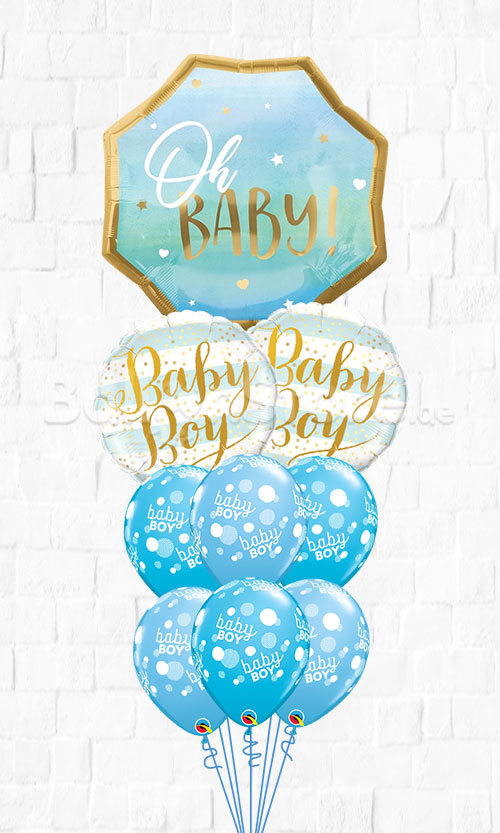 Blue Baby Boy Stripe Big Polka Balloon Bouquet