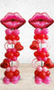 Smoochy Lips Red Heart PuffBall  Pillar Balloon Arrangement