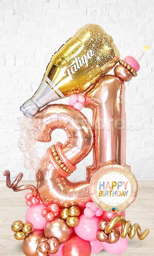 RoseGold Any Number Cheers Balloon Arrangement with Custom Text