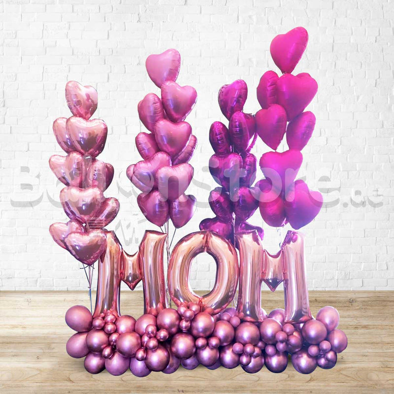 Hearty M-O-M Mauve and Pink Balloon Arrangement