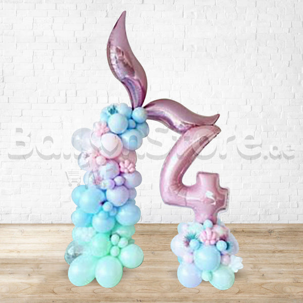 Any Number Pastel Color Mermaid  Birthday Balloon Arrangement