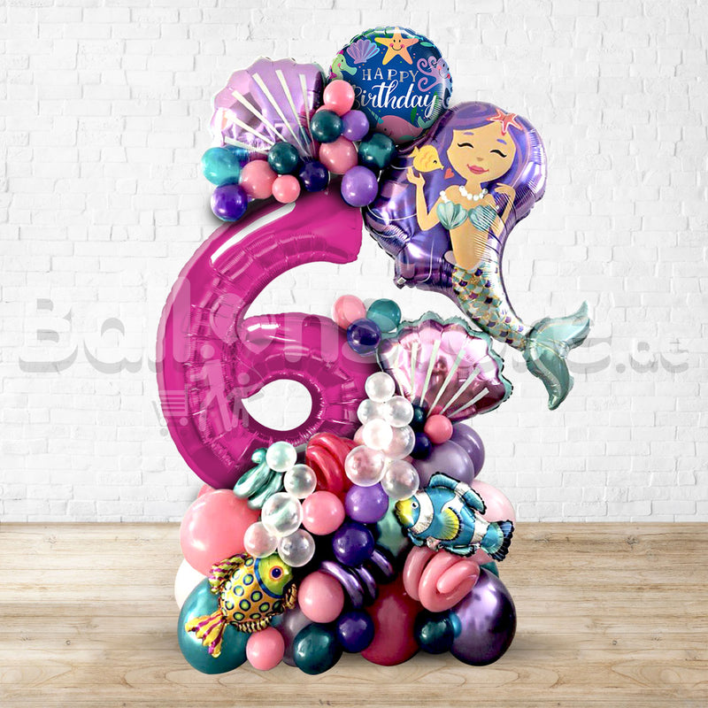 Any Number Enchanted Mermaid  Birthday Balloon Arrangement