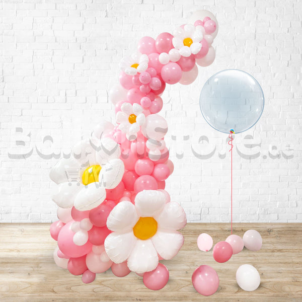 Custom Text Daisy Organic Classic Design Balloon Semi Arc Balloon Arrangement