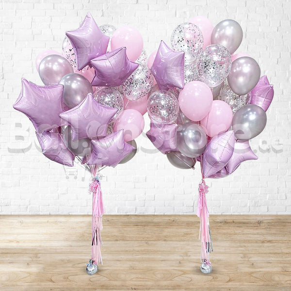 Lilac & Pink Stary Big Confetti Balloon Bouquet
