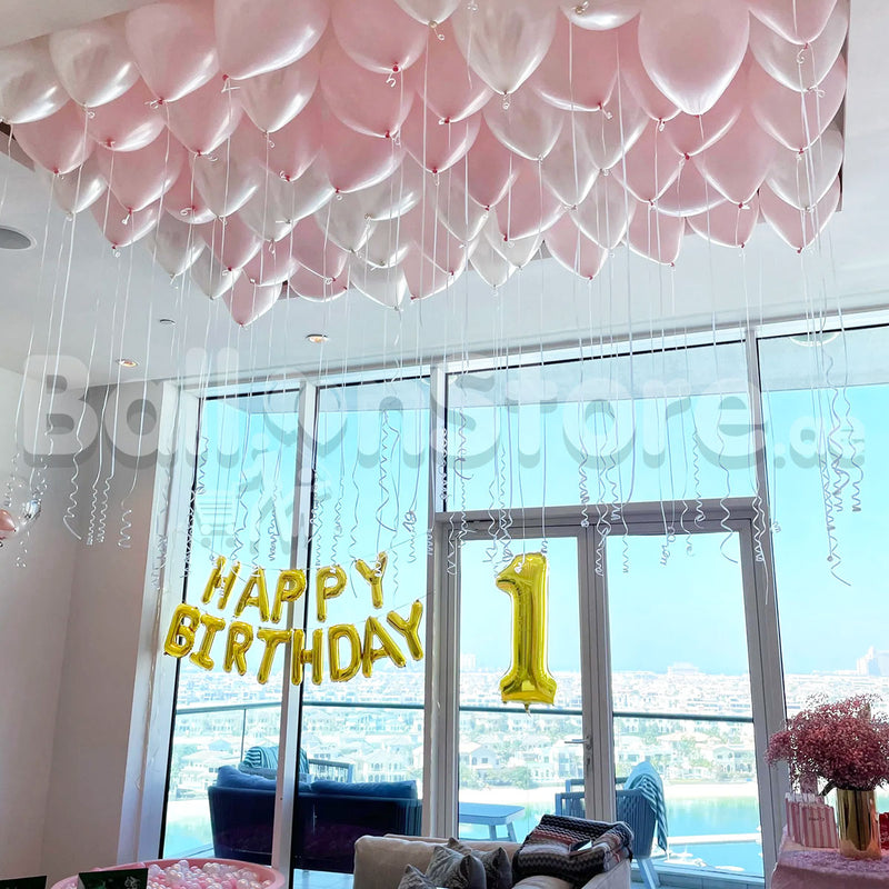 Any Single Number /1st Birthday Princess Party Small Set-Up Party Package - 60Helium Balloons