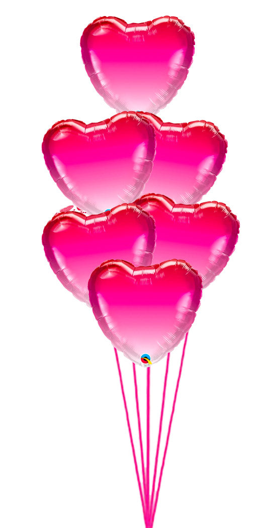 Pink Heart Ombre Balloon Bouquet on a Foil Weights