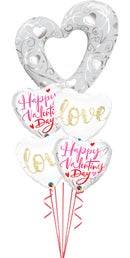 Hearts & Filigree Pearl White Valentines Day Casual Balloon Bouquet
