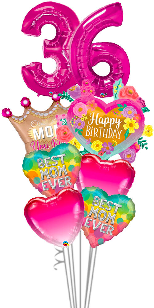 Any Two Number Best Mom Ever Birthday Big Balloon Bouquet