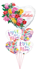 Mother's Day Rose Bouquet Love You Mom Balloon Bouquet