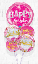 Pink Bubbles Birthday Sparkle Peonies Balloon Bouquet