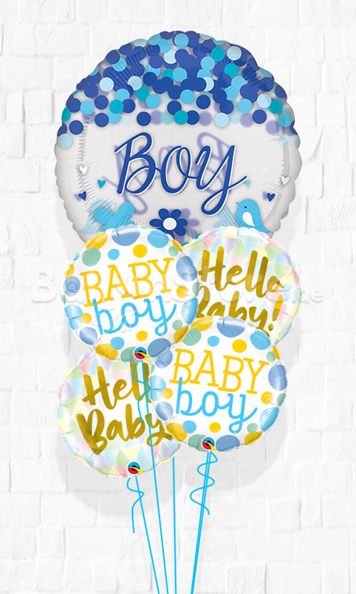 Jumbo Hello Baby Boy Confetti  Balloon Bouquet