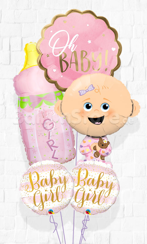 Baby Girl Stripe Jumbo Jumbo Balloon Bouquet